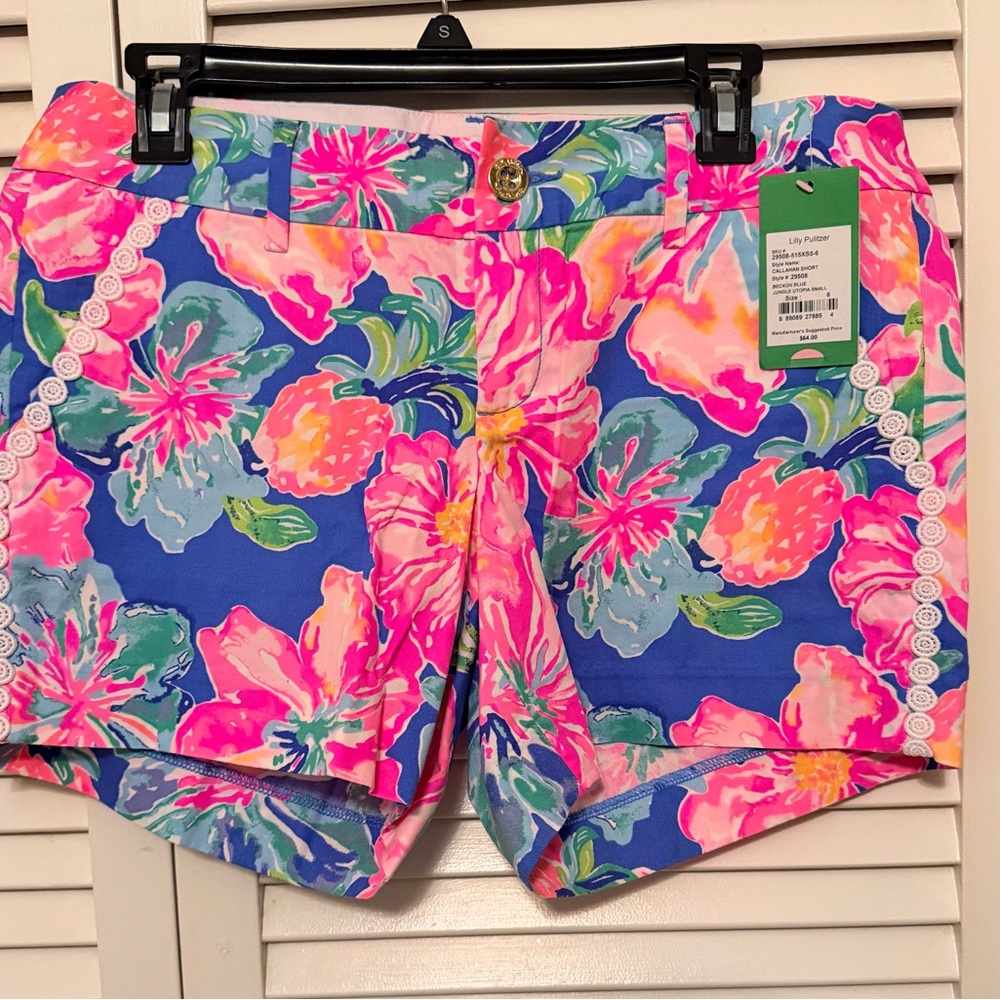 Lilly Pulitzer Pink and Blue Floral Women's Shorts